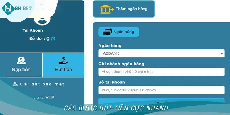 Rút tiền cực nhanh, không cần thao tác phức tạp